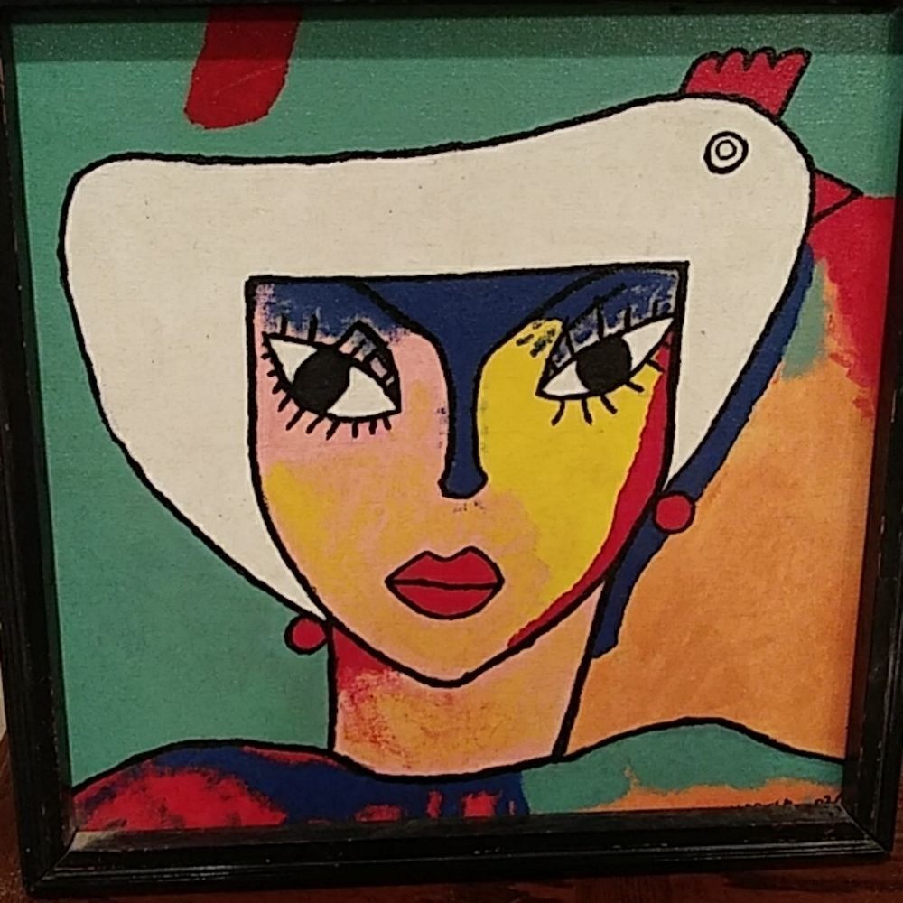 Chicken hat acrylic paint